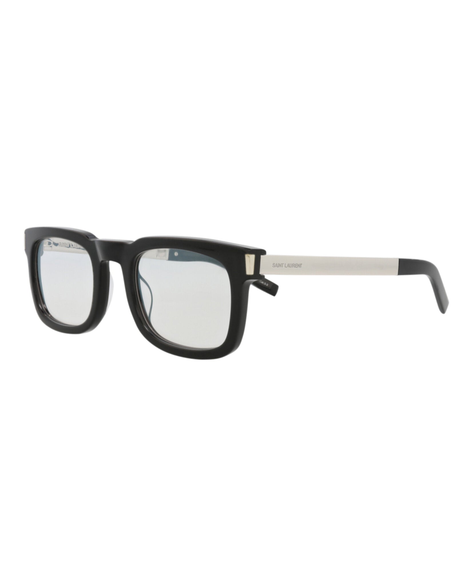 Saint Laurent Saint Laurent Unisex Square/Rectangle Black Silver Transparent Fashion Designer Eyewear