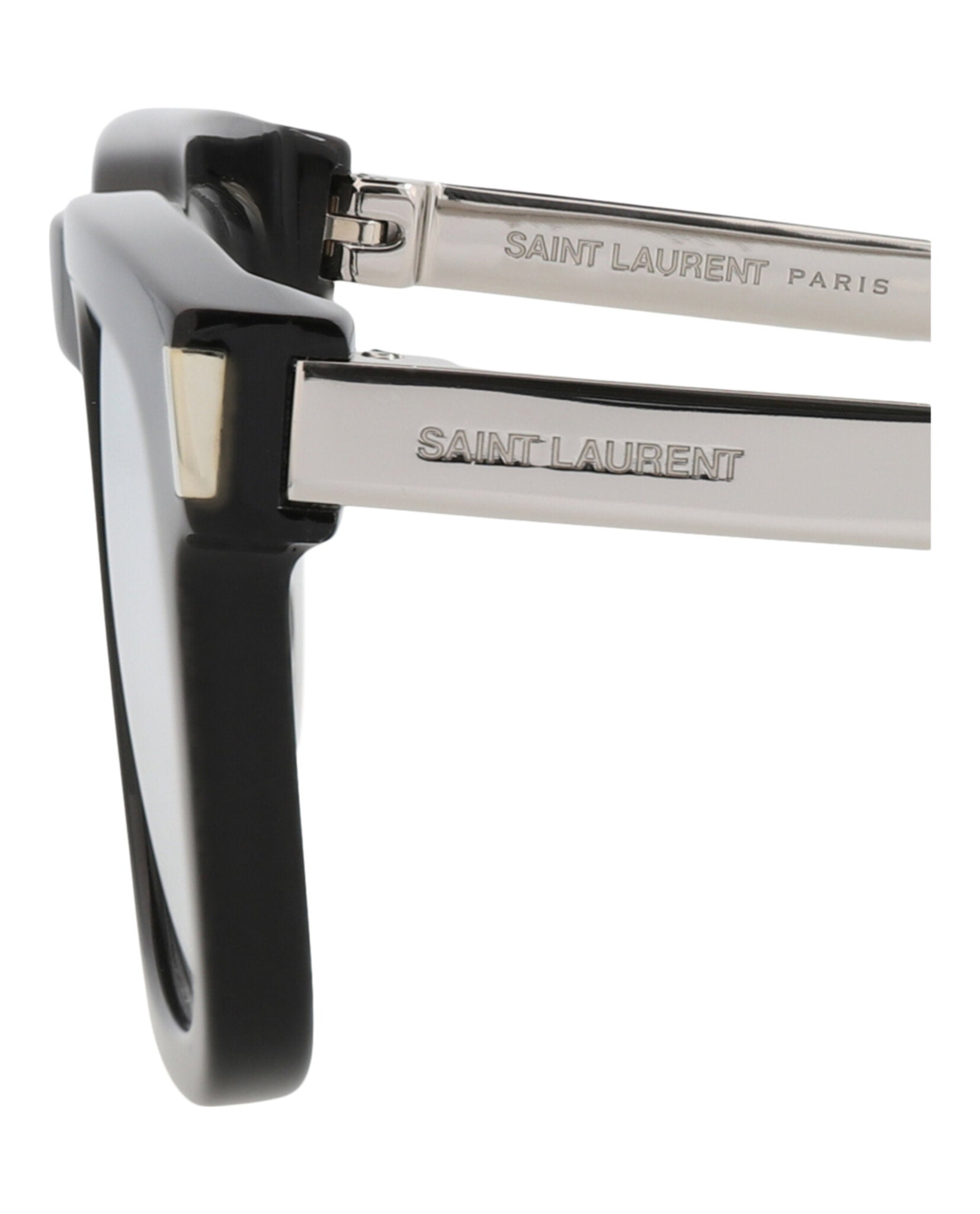 Saint Laurent Saint Laurent Unisex Square/Rectangle Black Silver Transparent Fashion Designer Eyewear