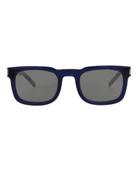 Saint Laurent Unisex Square/Rectangle Blue Silver Silver Fashion Designer Eyewear Blue Silver Silver