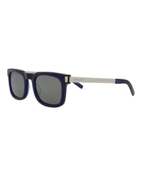 Saint Laurent Unisex Square/Rectangle Blue Silver Silver Fashion Designer Eyewear