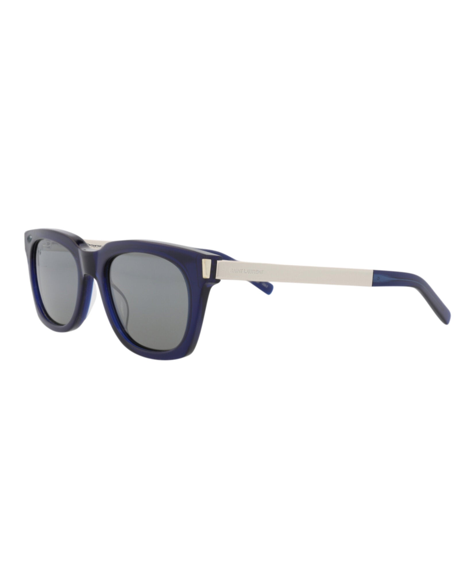 Saint Laurent Unisex Square/Rectangle Blue Silver Silver Fashion Designer Eyewear