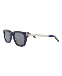 Saint Laurent Unisex Square/Rectangle Blue Silver Silver Fashion Designer Eyewear