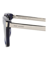 Saint Laurent Unisex Square/Rectangle Blue Silver Silver Fashion Designer Eyewear