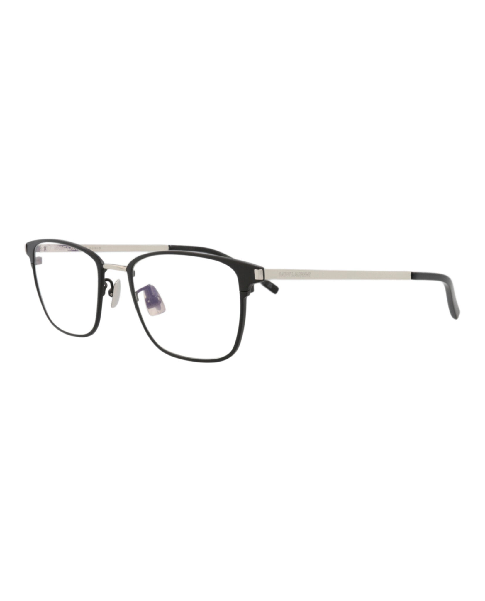 Saint Laurent Saint Laurent Mens Square/Rectangle Black Silver Transparent Fashion Designer Eyewear