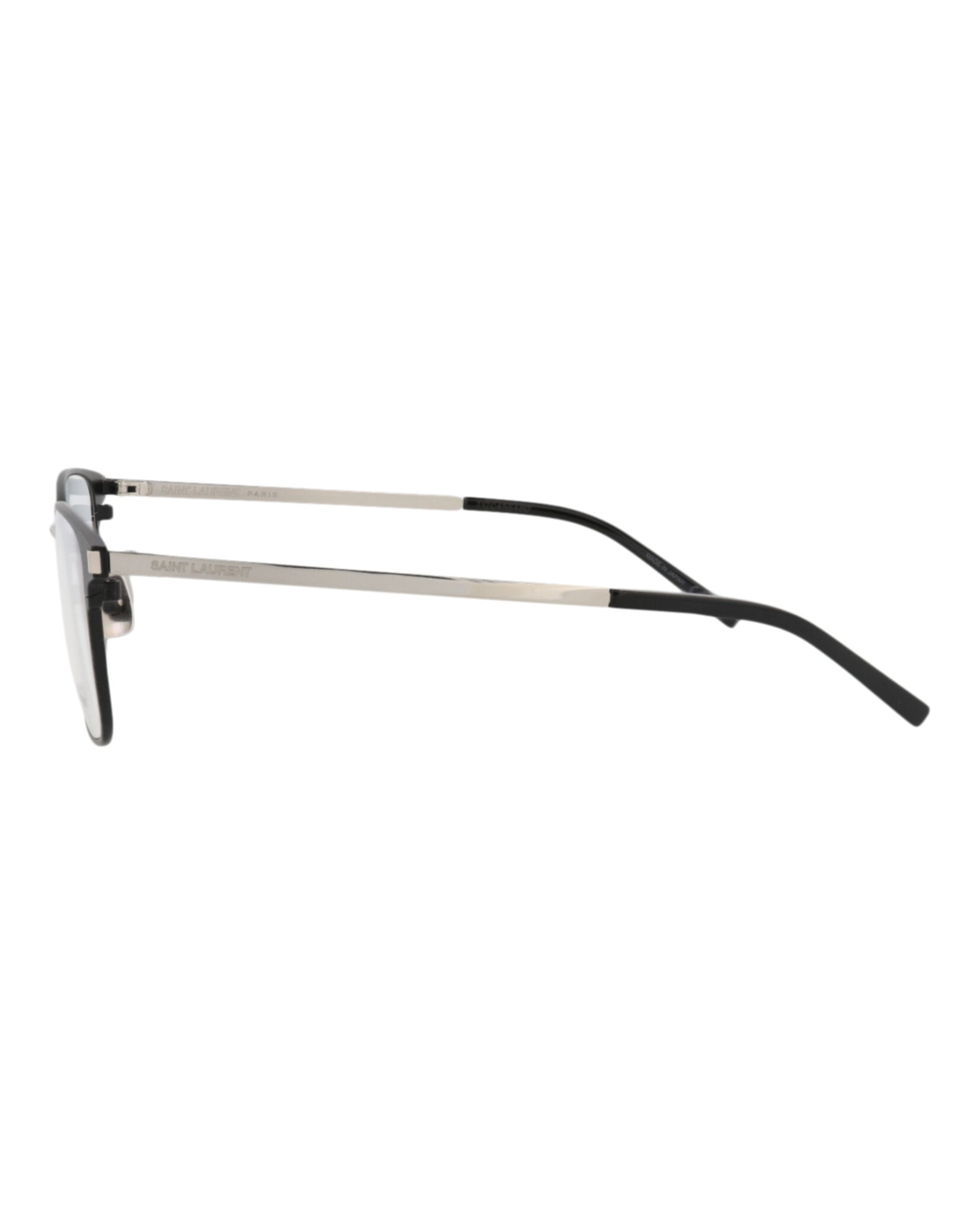 Saint Laurent Saint Laurent Mens Square/Rectangle Black Silver Transparent Fashion Designer Eyewear