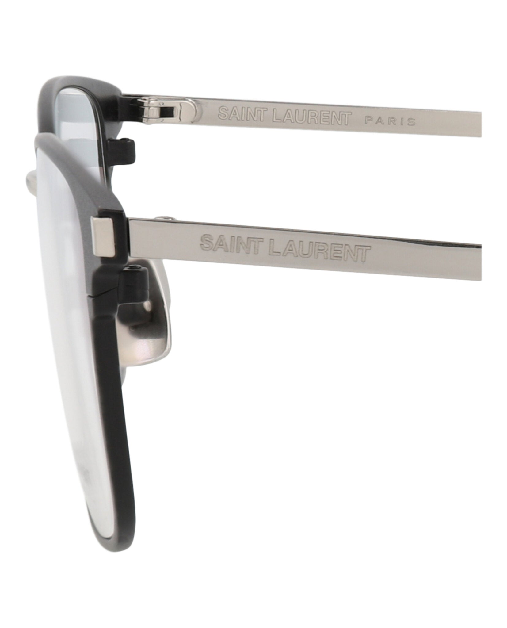 Saint Laurent Saint Laurent Mens Square/Rectangle Black Silver Transparent Fashion Designer Eyewear