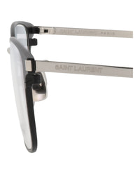 Saint Laurent Saint Laurent Mens Square/Rectangle Black Silver Transparent Fashion Designer Eyewear