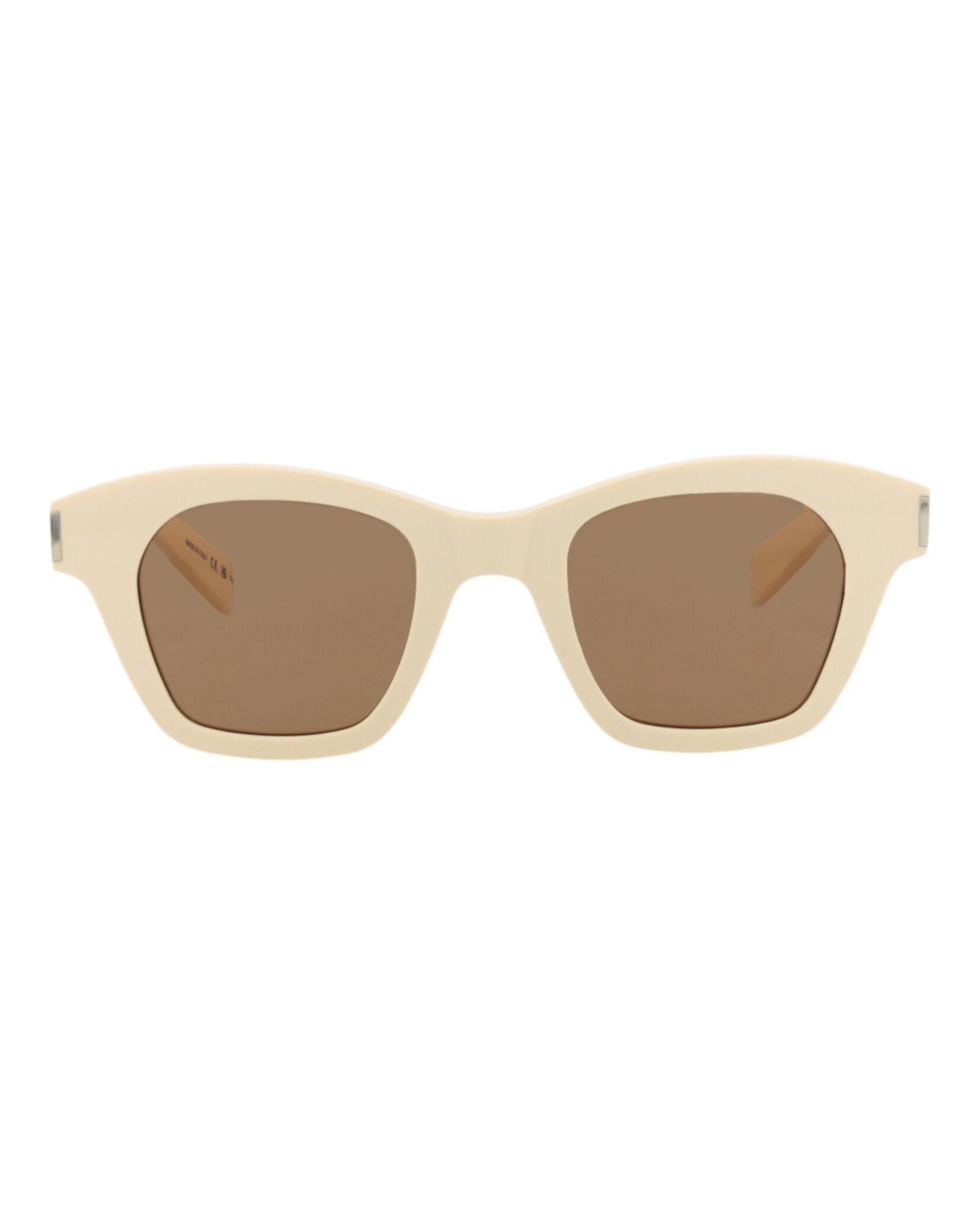 Saint Laurent Unisex Square/Rectangle Ivory Ivory Brown Fashion Designer Eyewear Ivory Ivory Brown