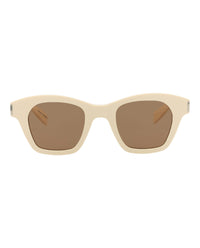 Saint Laurent Unisex Square/Rectangle Ivory Ivory Brown Fashion Designer Eyewear Ivory Ivory Brown