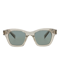 Saint Laurent Unisex Square/Rectangle Beige Beige Green Fashion Designer Eyewear Beige Beige Green