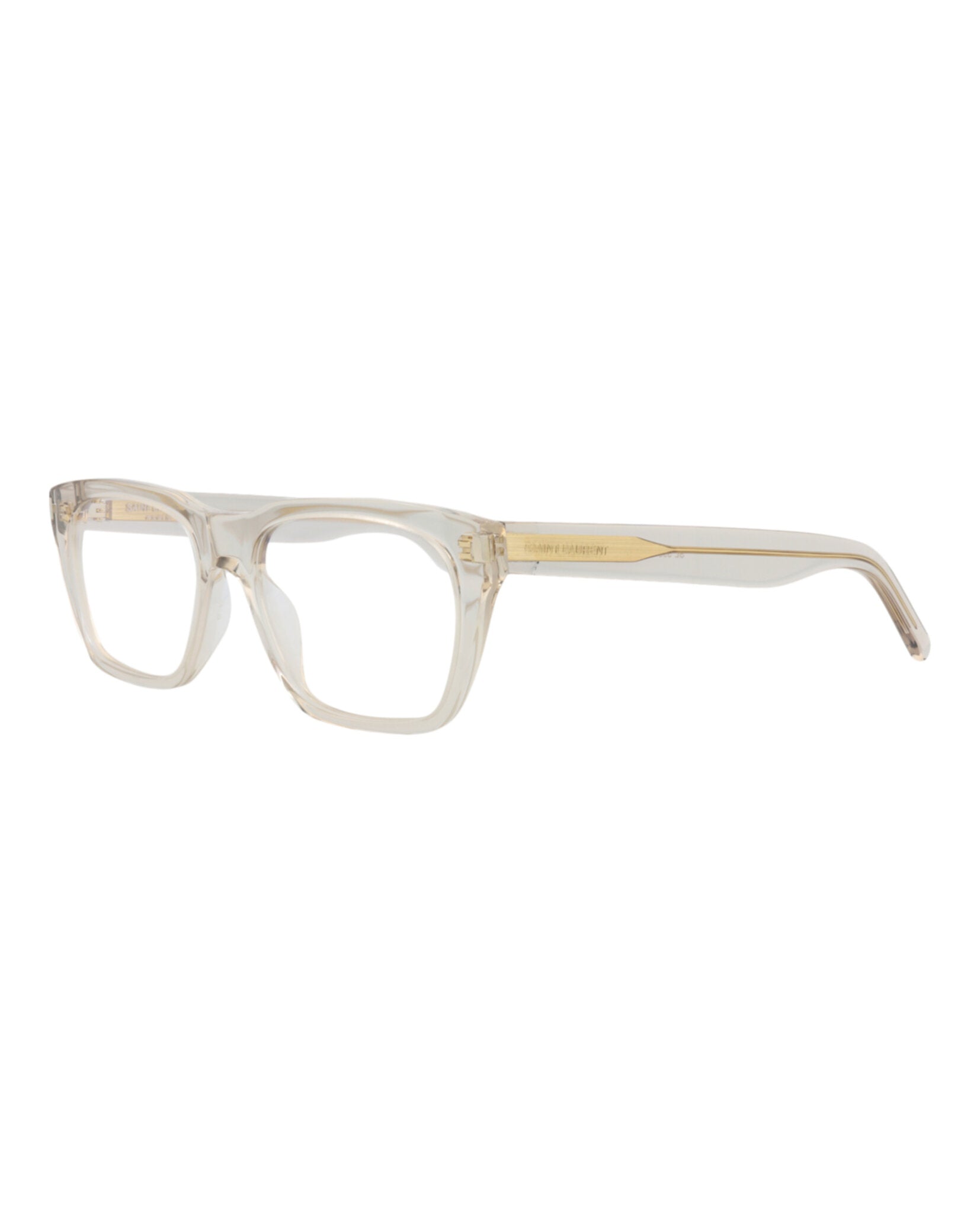 Saint Laurent Saint Laurent Mens Square/Rectangle Beige Beige Transparent Fashion Designer Eyewear