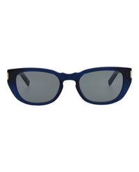 Saint Laurent Mens Round/Oval Blue Blue Silver Fashion Designer Eyewear