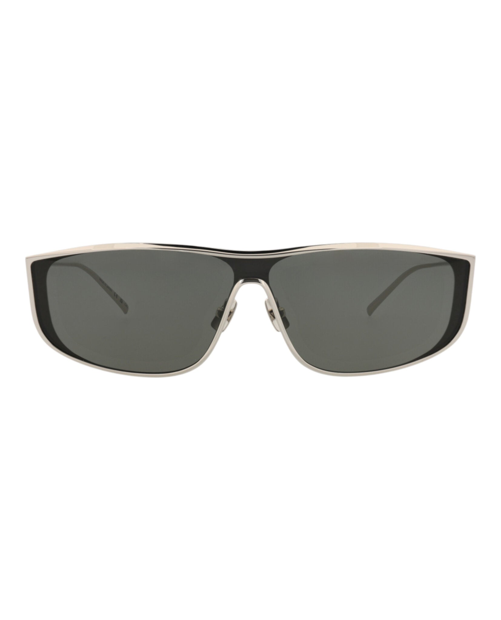Saint Laurent Saint Laurent Unisex Shield/Wrap Silver Silver Grey Fashion Designer Eyewear