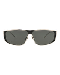 Saint Laurent Saint Laurent Unisex Shield/Wrap Silver Silver Grey Fashion Designer Eyewear