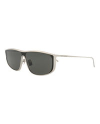 Saint Laurent Saint Laurent Unisex Shield/Wrap Silver Silver Grey Fashion Designer Eyewear