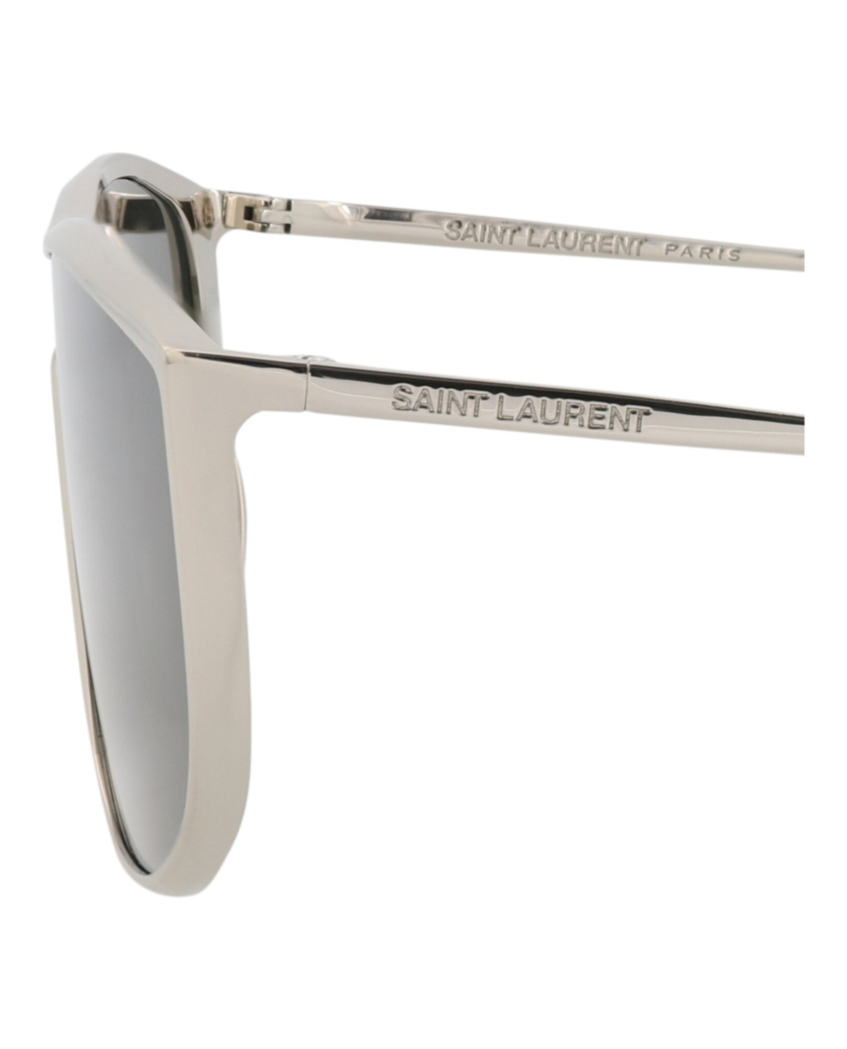 Saint Laurent Saint Laurent Unisex Shield/Wrap Silver Silver Grey Fashion Designer Eyewear
