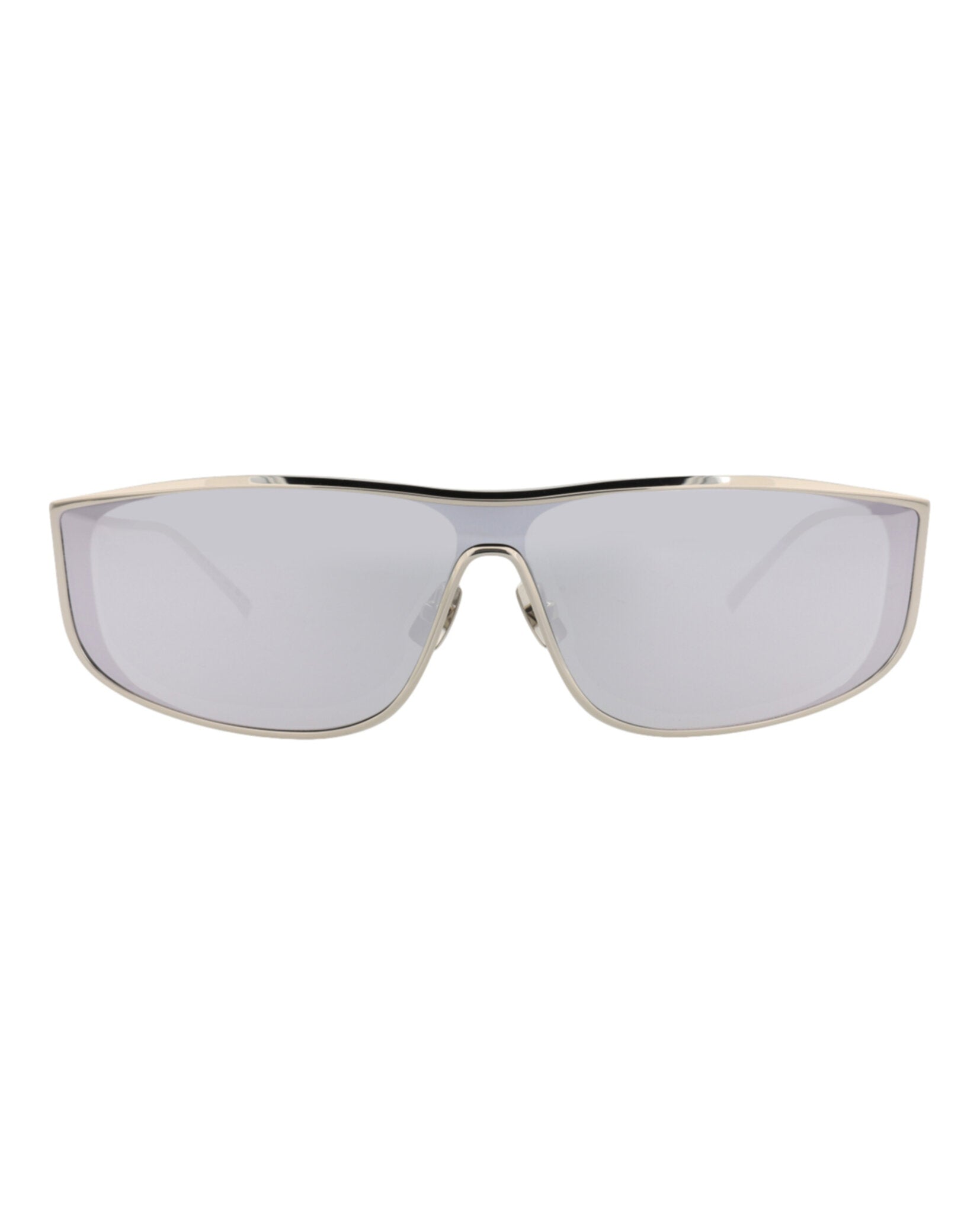 Saint Laurent Unisex Shield/Wrap Silver Silver Silver Fashion Designer Eyewear