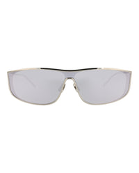 Saint Laurent Unisex Shield/Wrap Silver Silver Silver Fashion Designer Eyewear