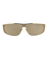 Saint Laurent Saint Laurent Unisex Shield/Wrap Gold Gold Bronze Fashion Designer Eyewear
