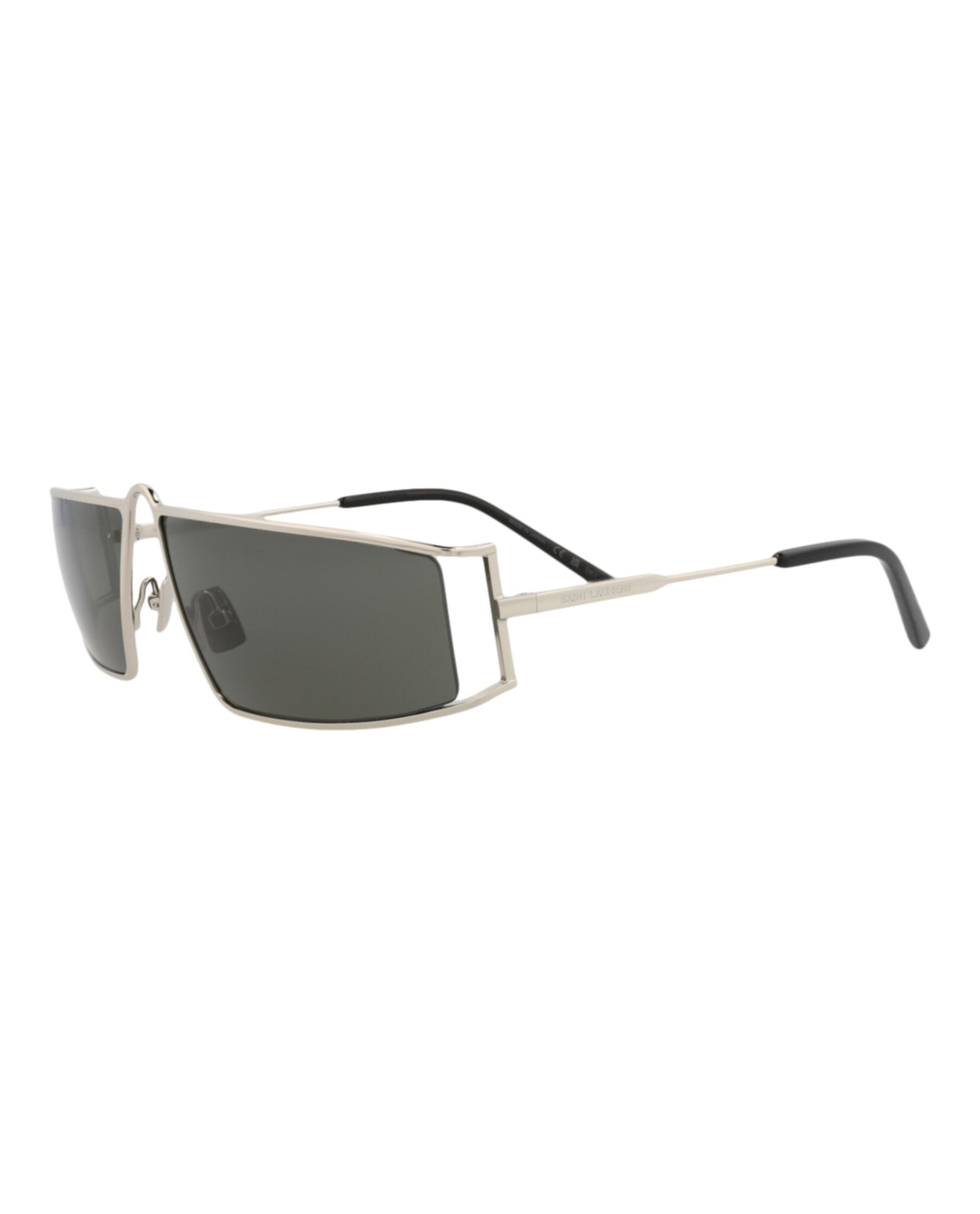 Saint Laurent Saint Laurent Womens Square/Rectangle Silver Silver Grey Fashion Designer Eyewear