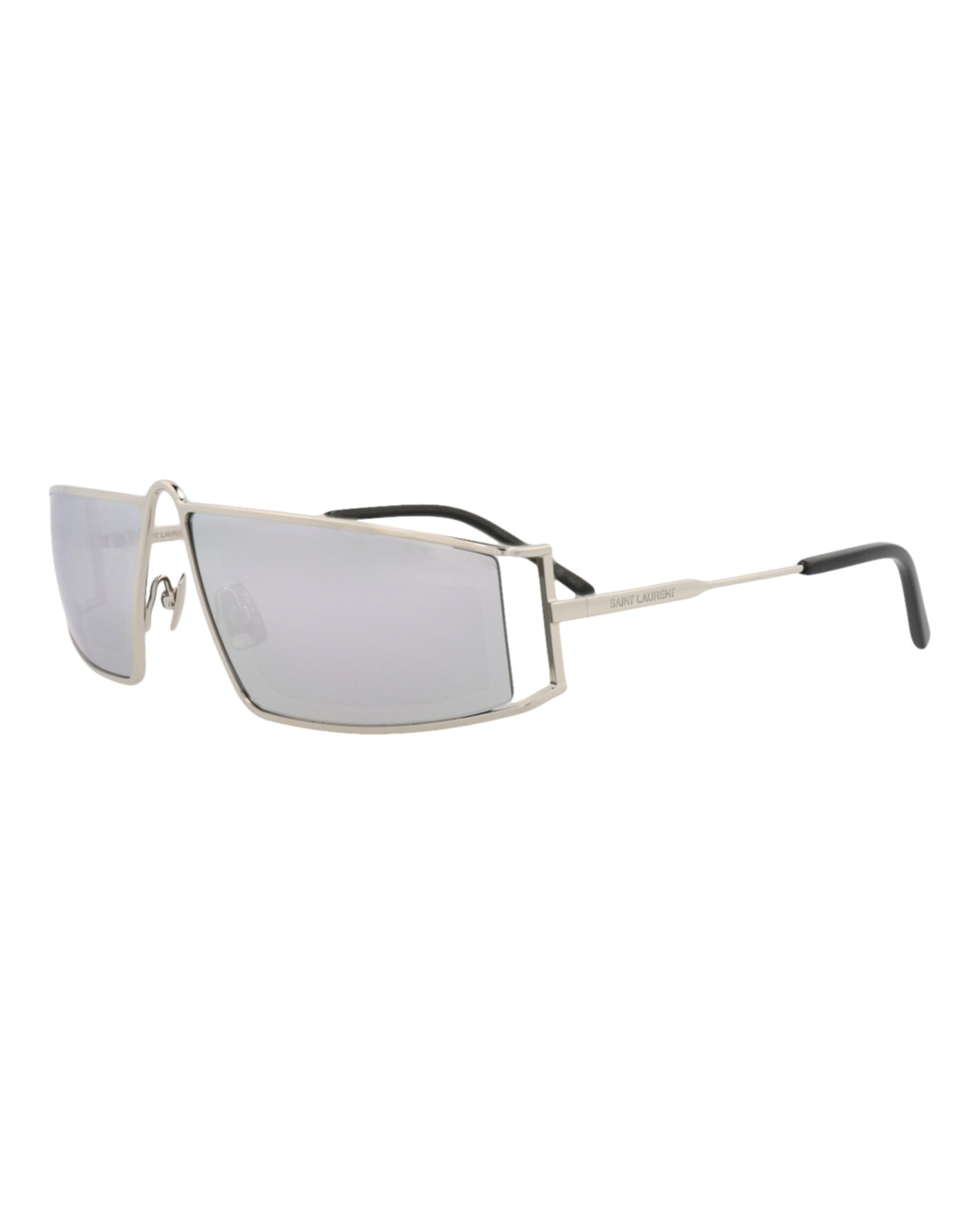 Saint Laurent Saint Laurent Womens Square/Rectangle Silver Silver Silver Fashion Designer Eyewear