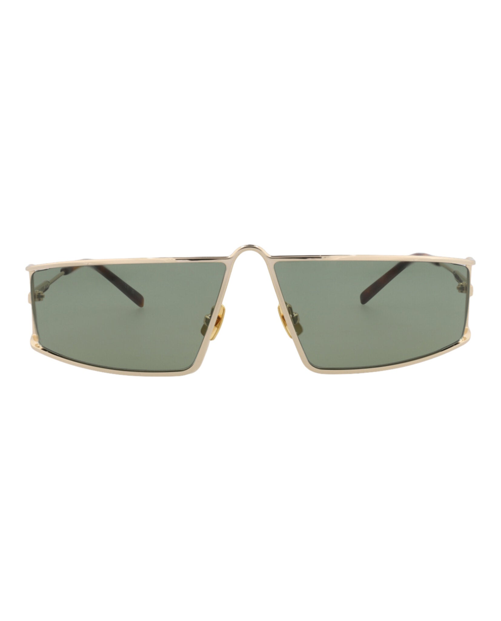 Saint Laurent Womens Square/Rectangle Gold Gold Green Fashion Designer Eyewear Gold Gold Green