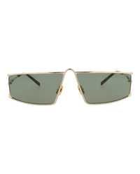 Saint Laurent Womens Square/Rectangle Gold Gold Green Fashion Designer Eyewear Gold Gold Green