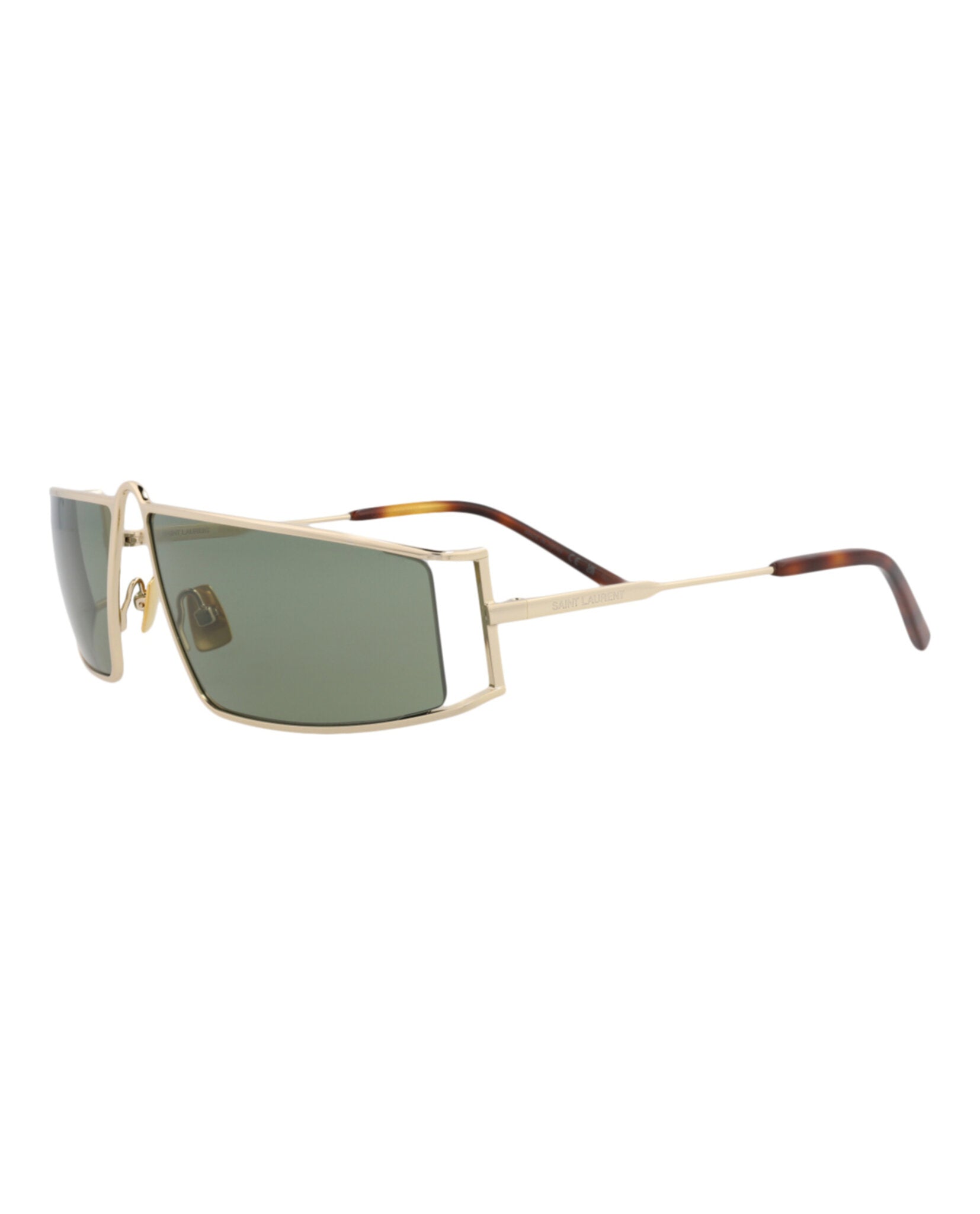 Saint Laurent Womens Square/Rectangle Gold Gold Green Fashion Designer Eyewear