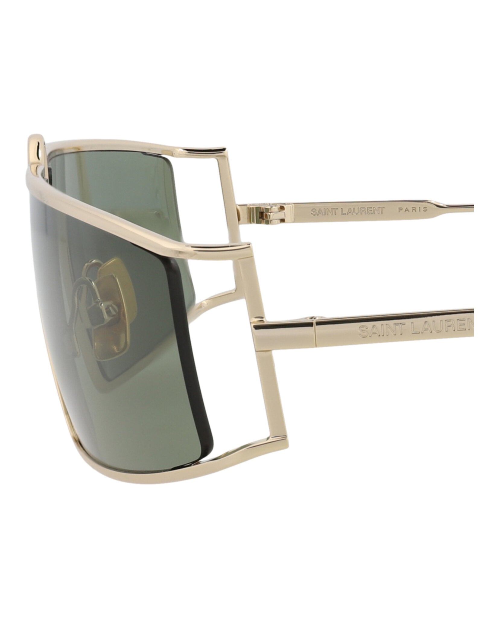 Saint Laurent Womens Square/Rectangle Gold Gold Green Fashion Designer Eyewear