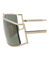 Saint Laurent Womens Square/Rectangle Gold Gold Green Fashion Designer Eyewear