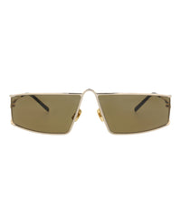 Saint Laurent Saint Laurent Womens Square/Rectangle Gold Gold Brown Fashion Designer Eyewear
