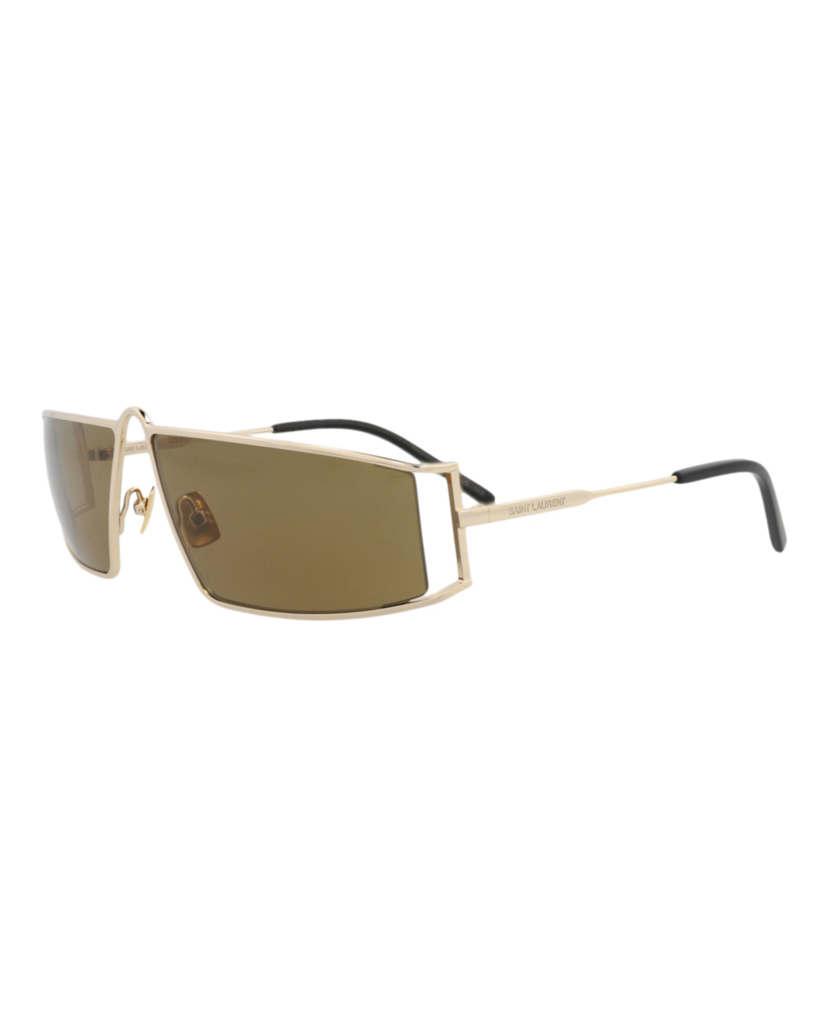 Saint Laurent Saint Laurent Womens Square/Rectangle Gold Gold Brown Fashion Designer Eyewear