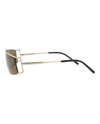 Saint Laurent Saint Laurent Womens Square/Rectangle Gold Gold Brown Fashion Designer Eyewear