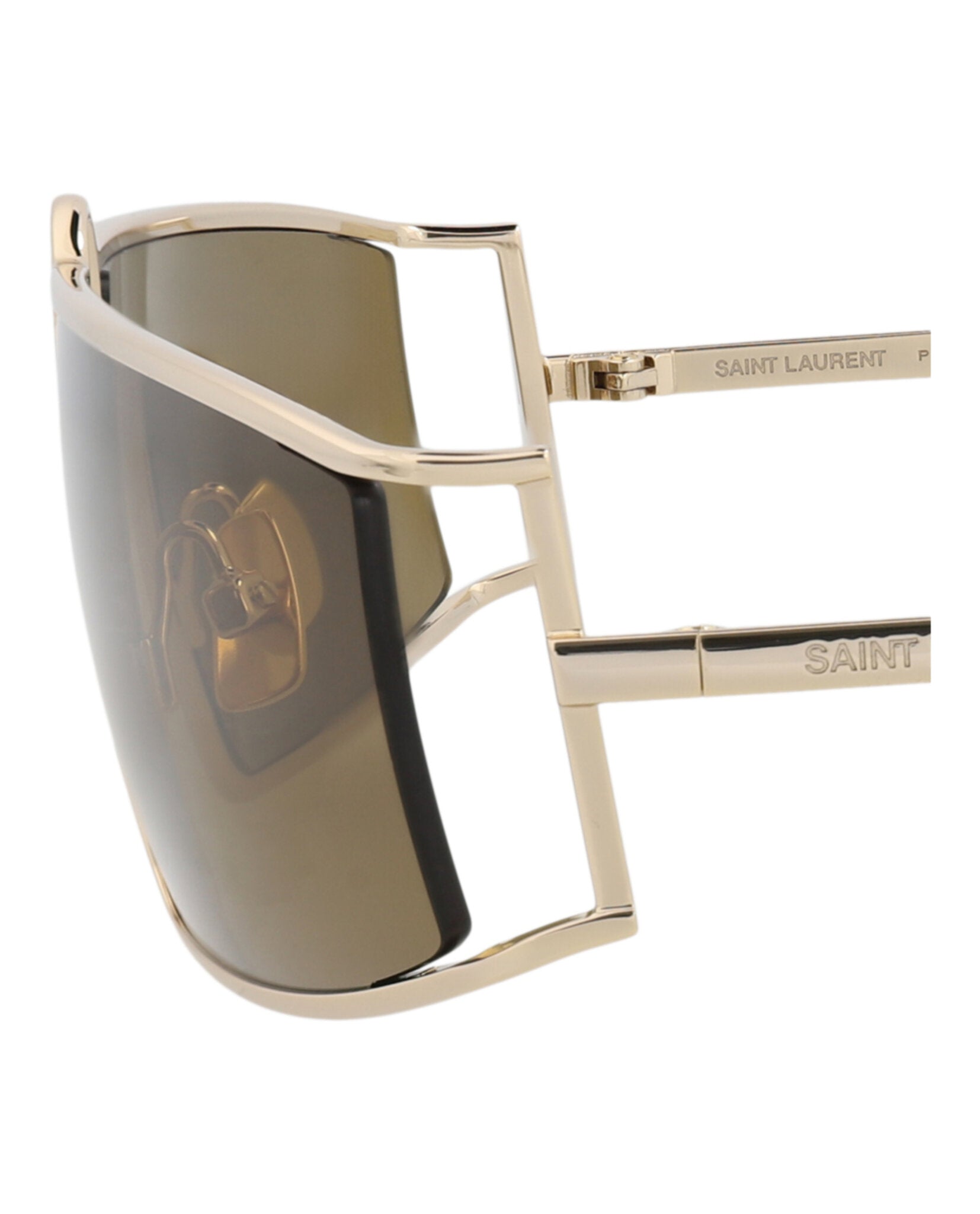 Saint Laurent Saint Laurent Womens Square/Rectangle Gold Gold Brown Fashion Designer Eyewear