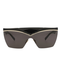 Saint Laurent Womens Shield/Wrap Black Black Black Fashion Designer Eyewear