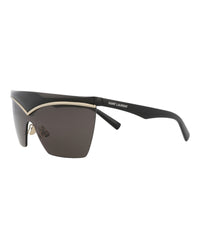Saint Laurent Womens Shield/Wrap Black Black Black Fashion Designer Eyewear