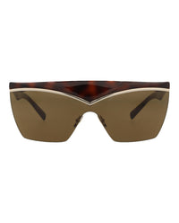 Saint Laurent Womens Shield/Wrap Havana Havana Brown Fashion Designer Eyewear