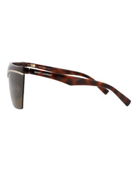 Saint Laurent Womens Shield/Wrap Havana Havana Brown Fashion Designer Eyewear