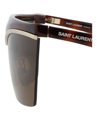 Saint Laurent Womens Shield/Wrap Havana Havana Brown Fashion Designer Eyewear