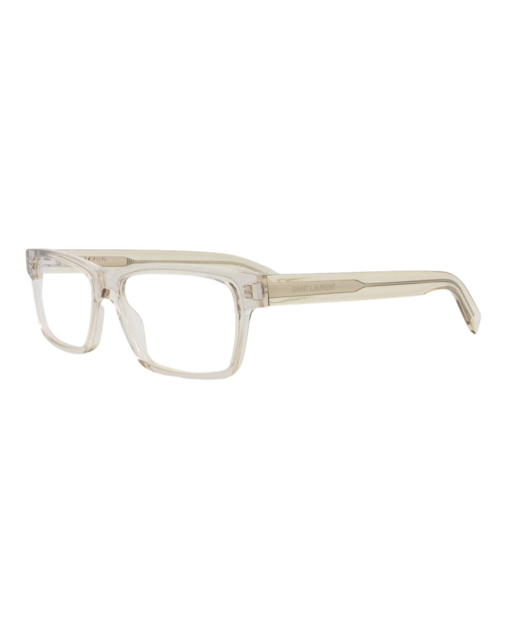 Saint Laurent Saint Laurent Mens Square/Rectangle Beige Beige Transparent Fashion Designer Eyewear