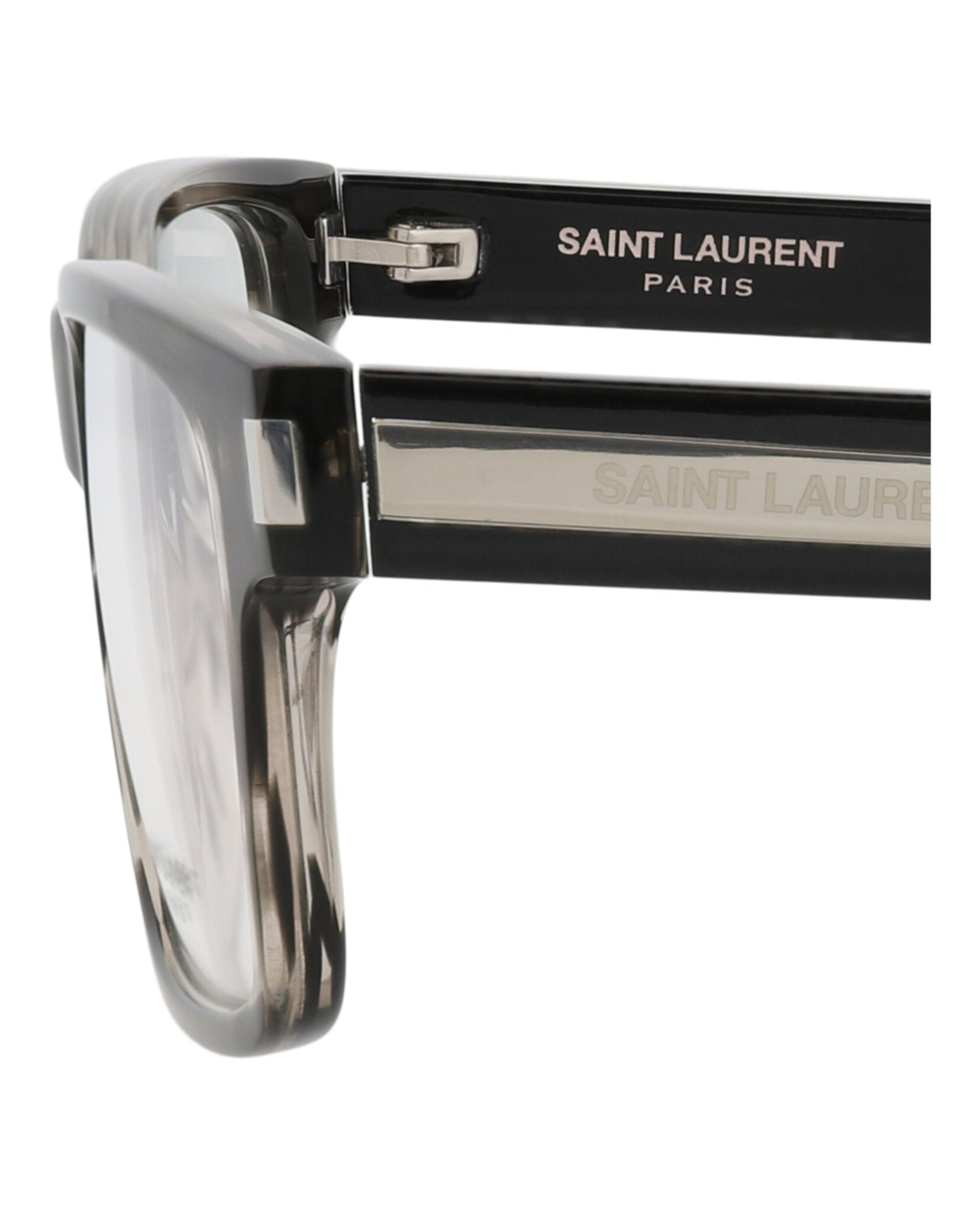 Saint Laurent Mens Square/Rectangle Havana Crystal Transparent Fashion Designer Eyewear