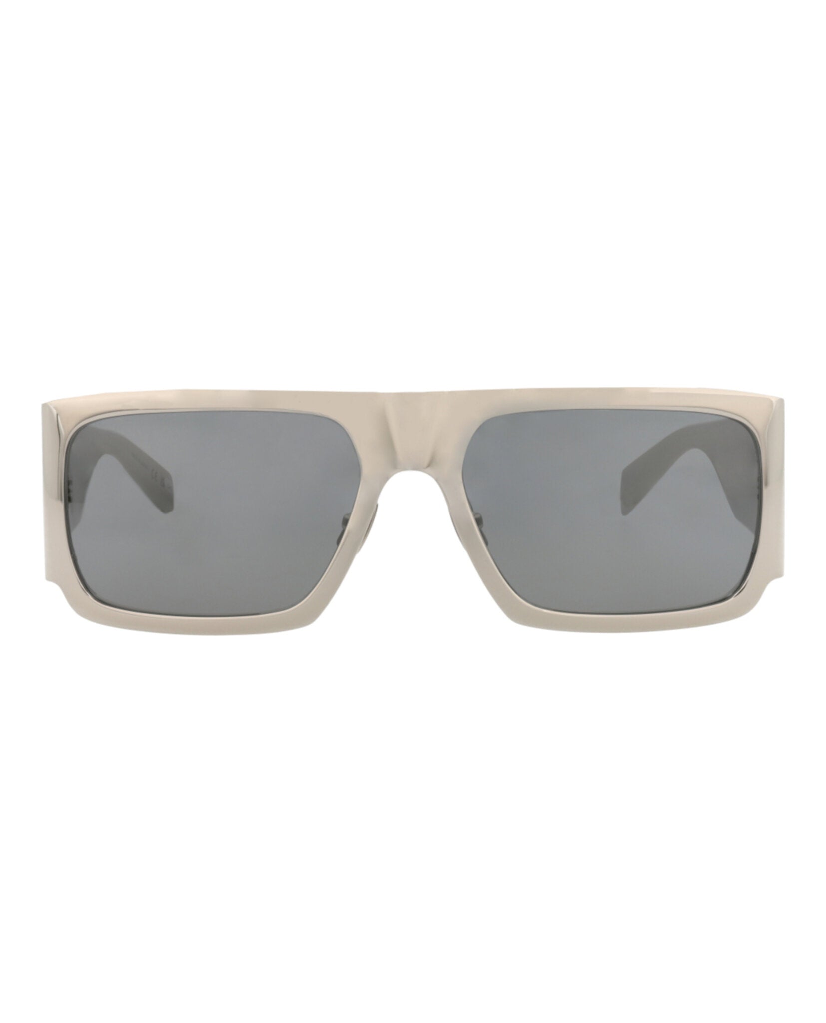 Saint Laurent Saint Laurent Unisex Square/Rectangle Silver Silver Silver Fashion Designer Eyewear