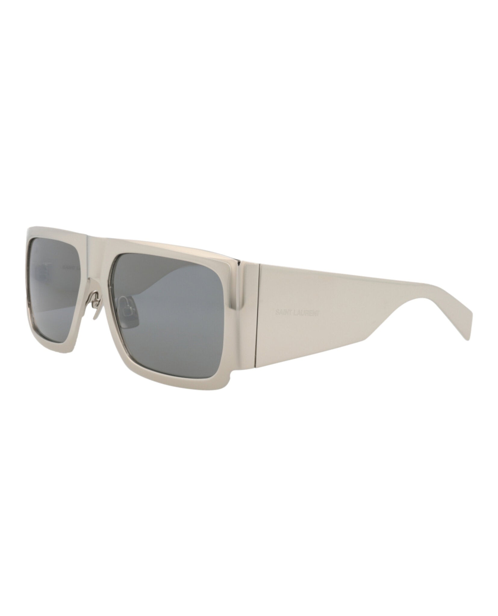 Saint Laurent Saint Laurent Unisex Square/Rectangle Silver Silver Silver Fashion Designer Eyewear