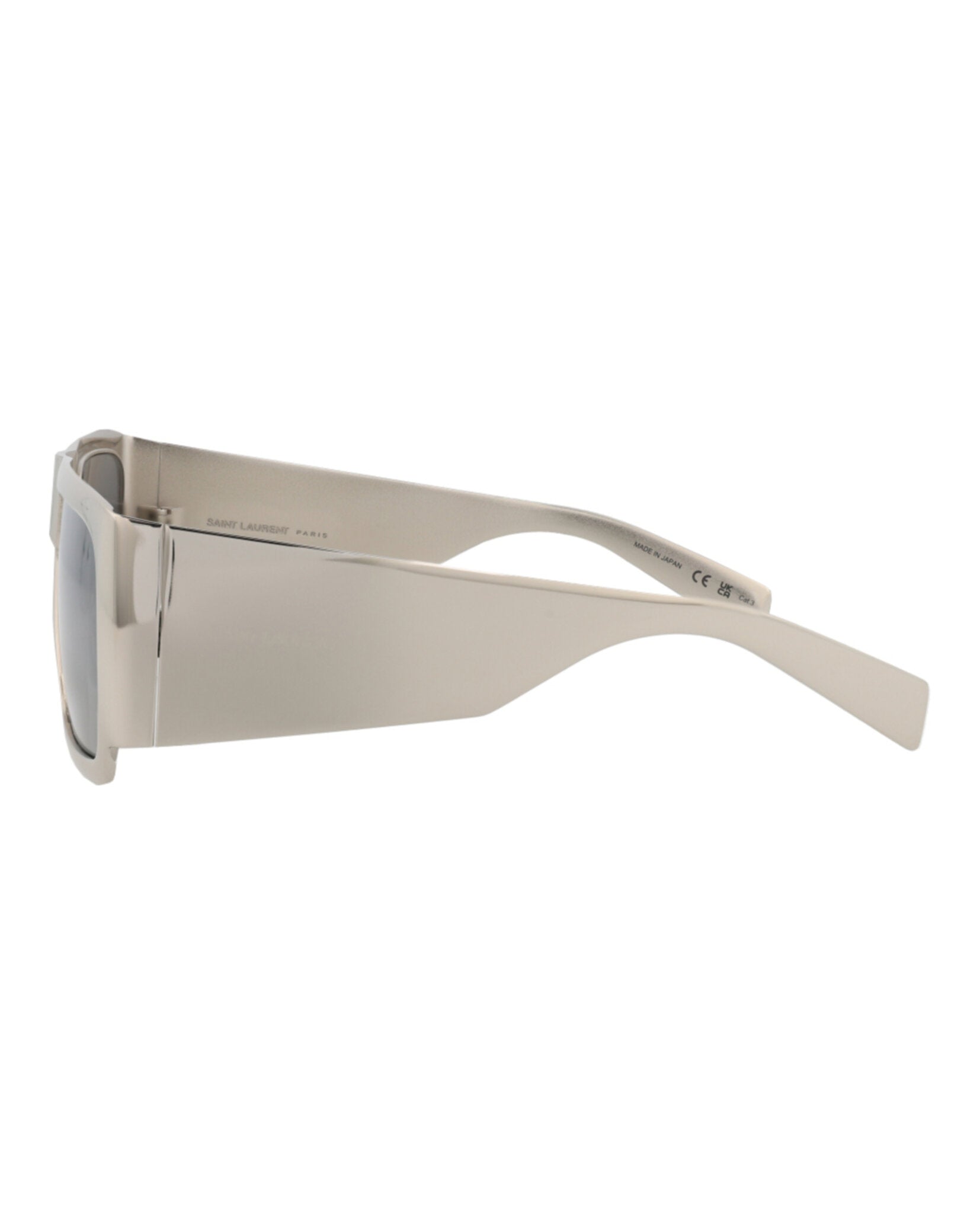 Saint Laurent Saint Laurent Unisex Square/Rectangle Silver Silver Silver Fashion Designer Eyewear