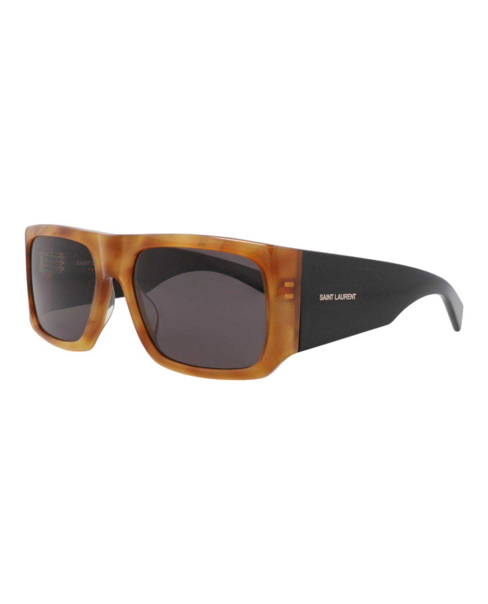 Saint Laurent Unisex Square/Rectangle Havana Black Black Fashion Designer Eyewear
