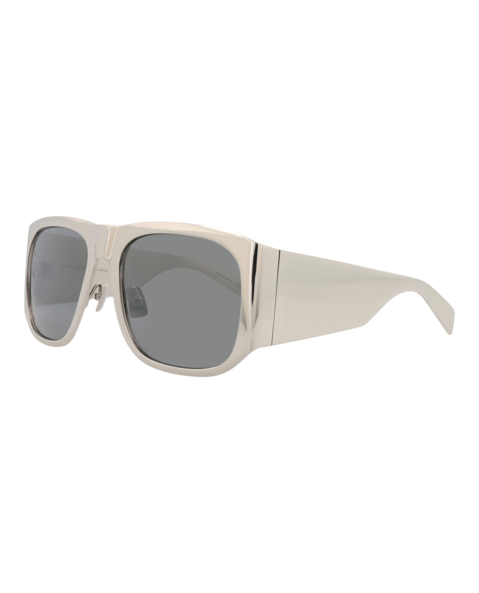 Saint Laurent Saint Laurent Unisex Square/Rectangle Silver Silver Silver Fashion Designer Eyewear