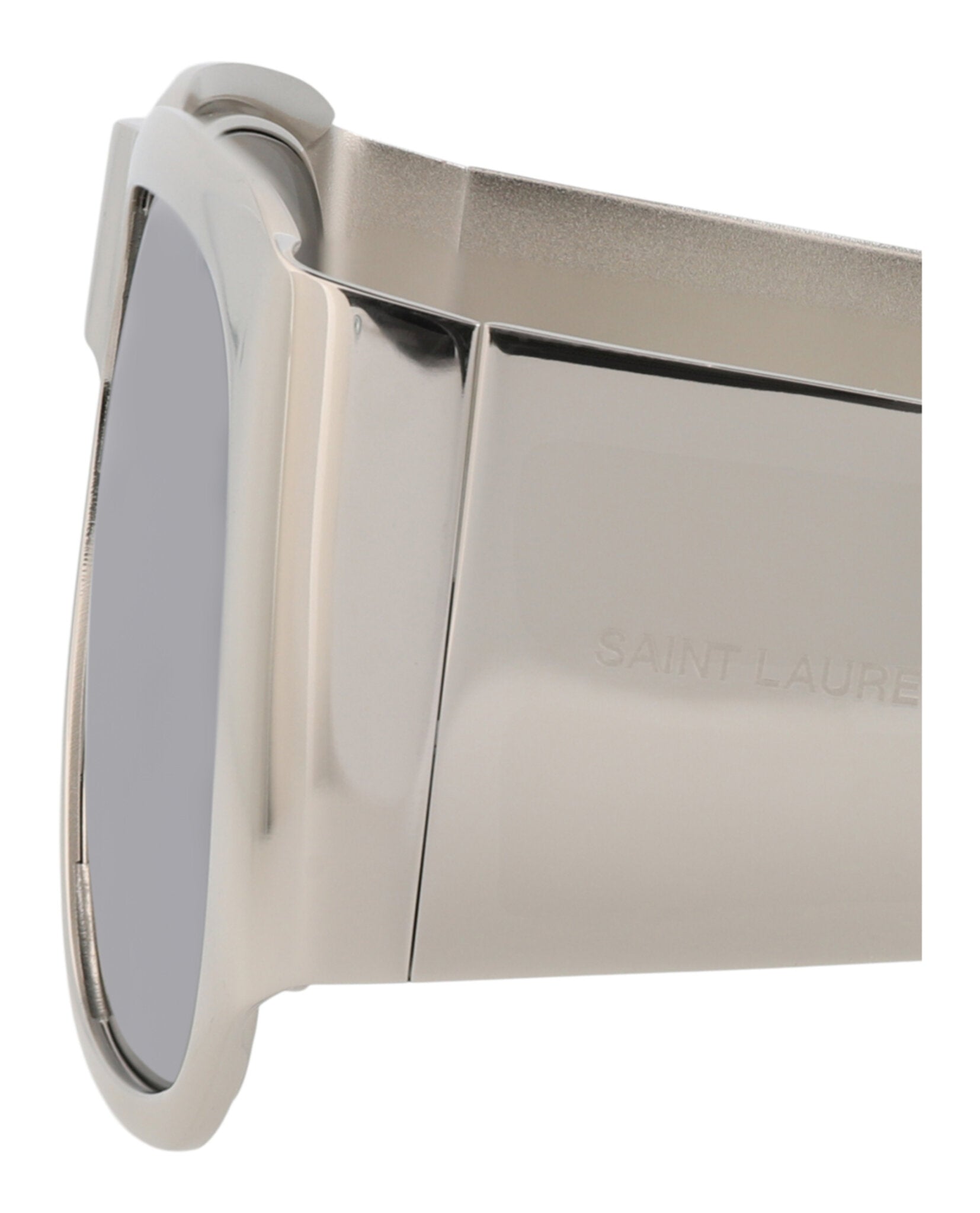 Saint Laurent Saint Laurent Unisex Square/Rectangle Silver Silver Silver Fashion Designer Eyewear