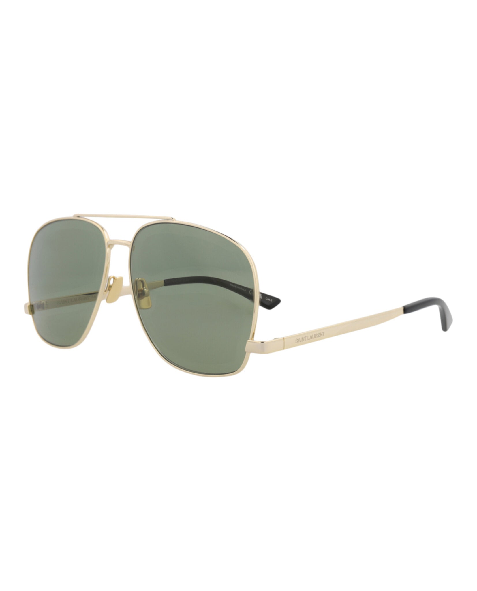 Saint Laurent Saint Laurent Womens Aviator Gold Gold Green Fashion Designer Eyewear
