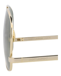 Saint Laurent Saint Laurent Womens Aviator Gold Gold Green Fashion Designer Eyewear