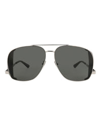 Saint Laurent Mens Aviator Silver Silver Grey Fashion Designer Eyewear